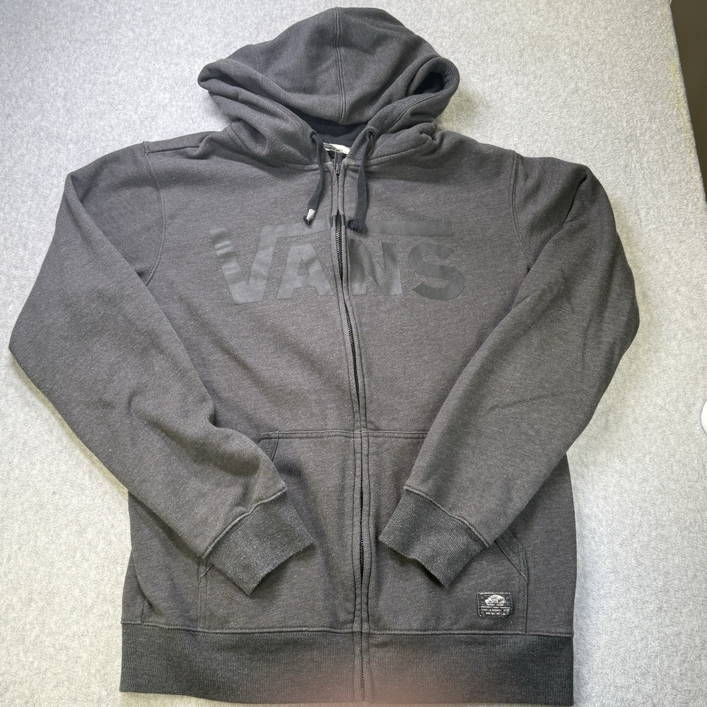Vans Off The Wall Zip Hoodie Sweatshirt Gray Men's Small Full Zip Logo